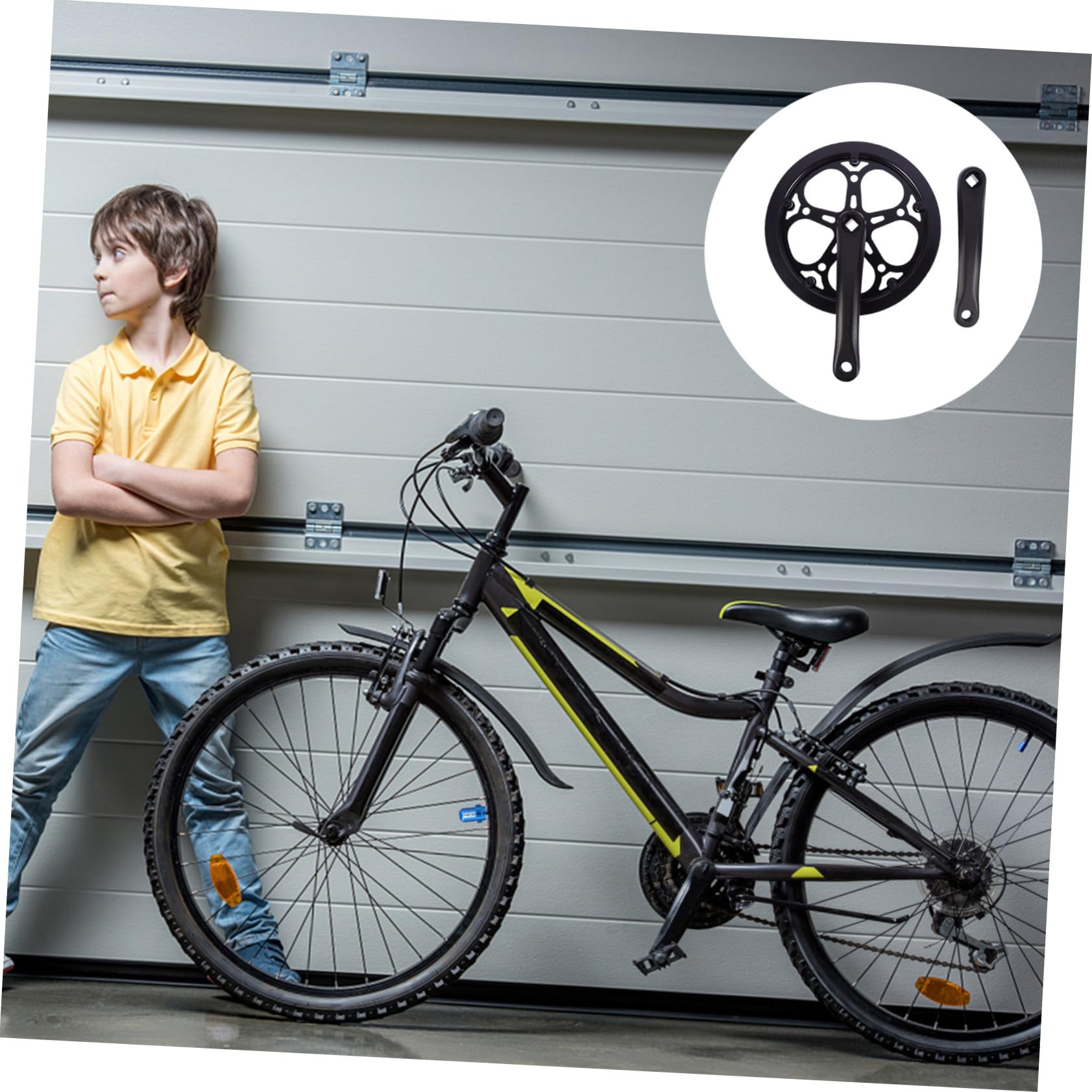 STOBAZA Guarnitura Singola Nero in Ferro per Bici Corona 52 Denti Facile da Installare, Lunghezza Pedivella 170mm, Accessorio di Ricambio per Biciclette