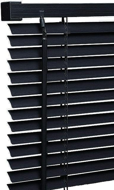 My Home Store PVC window Venetian Blind Blinds Easy Fit Trimmable Fittings Window Treatment Shutter Twist Open Close (Black-PVC, 90cm wide (35.4") x 150cm Drop)