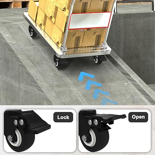 Miniatura 7 de AAGUT Paquete de 4 ruedas giratorias de 2 pulgadas con bloqueo de freno M8x25mm, ruedas de goma sintética resistentes, tuercas incluidas