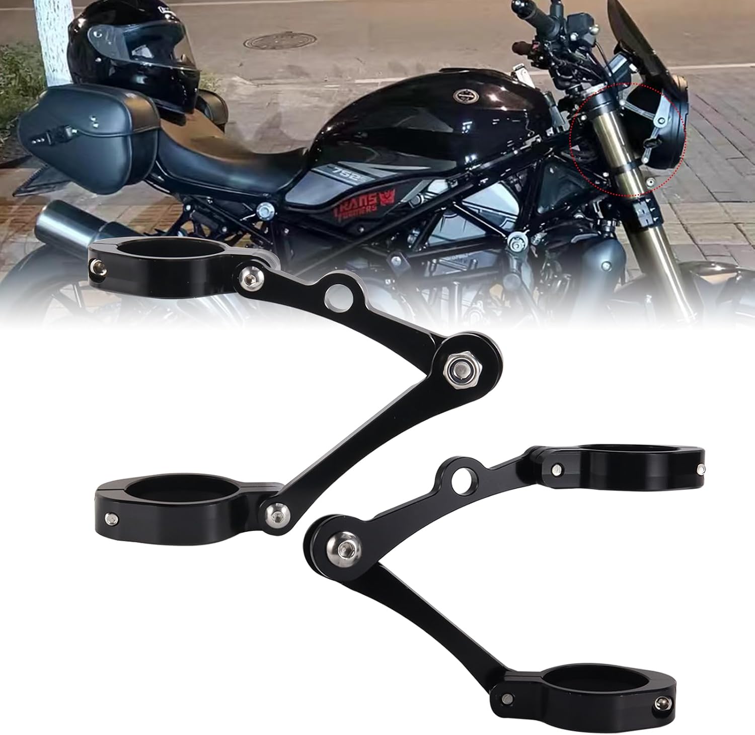 Motorcycle Headlight Bracket CNC 39mm-41mm Fork Head Lamp Holder for Cafe Racer Sportster Touring Softail Dyna Chopper Bobber Universal, Black