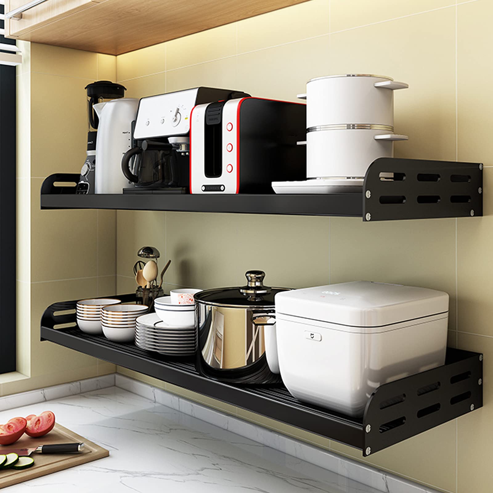 Estante de Almacenamiento para microondas montado en la Pared - Soporte de Aluminio para Frasco de Especias y Soporte para Horno Estante de Cocina para Espacios pequeños Soporte pa