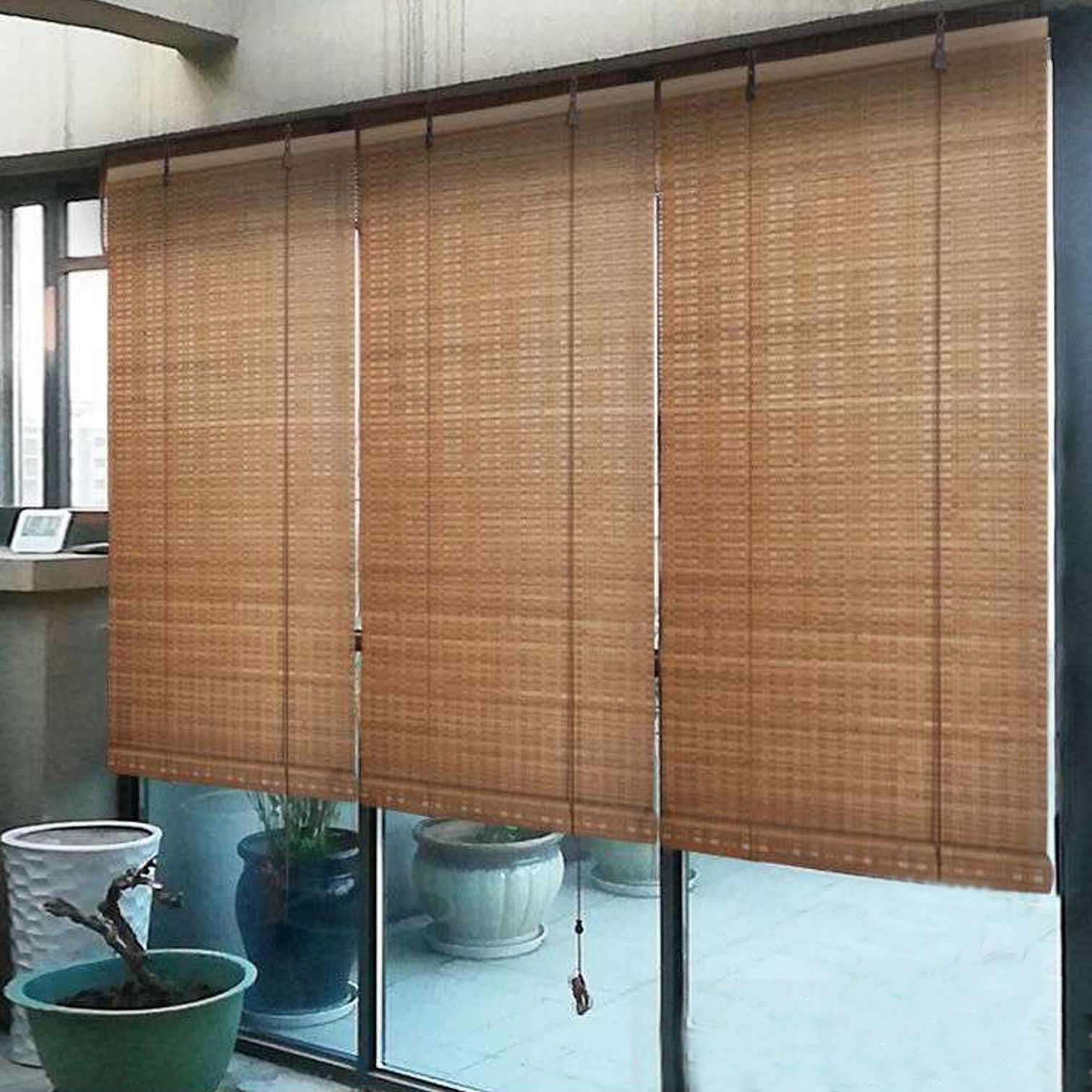 Tende a Rullo in bambù retrò,Tapparella Avvolgibile per Finestre,Tende a Pacchetto,Cortina di bambù Oscuranti,Parasole Privacy per Interno/Esterno Balcone, Larghezza x Altezza (100cm x 270cm)