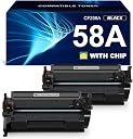 58A Toner Cartridge Black (with chip) Compatible Replacement for HP 58A CF258A 58X CF258X Work with HP Laser MFP M428fdw M428fdn M428dw Pro M404n M404dn M404dw M406dn M430f M404 M428 Printer, 2-Pack