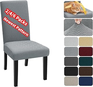 XINEAGE Fundas para Sillas Pack de 4 Fundas sillas Comedor Fundas elásticas, Funda Protectora extraíble para Muebles de Comedor, Hotel, Cocina (Gris Claro)