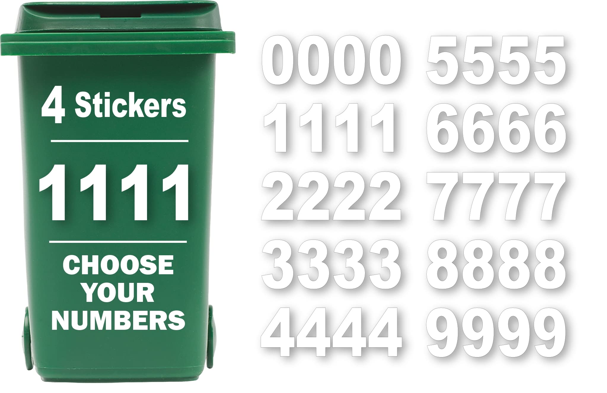 4 x Bin Numbers for Wheelie Bins, 0-9, Dustbin Stickers, Easy Application 17.5cm Stick On Number Stickers - Weatherproof Self Adhesive Vinyl (Number 1)