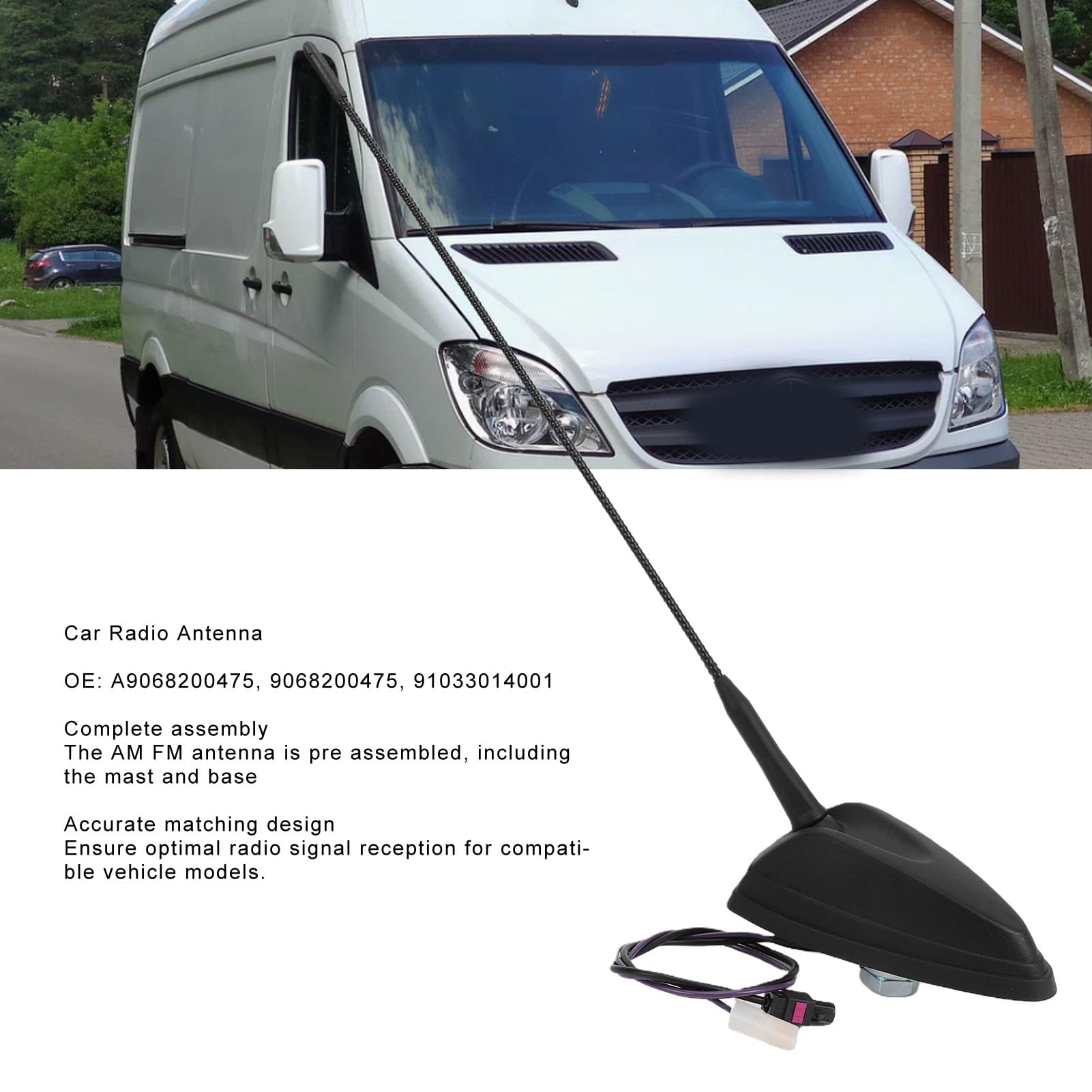 Akozon Antenna AM FM per Montaggio Sul Tetto A9068200475, Gruppo Albero Antenna Autoradio con Base di Ricambio per Sprinter 2006 2018