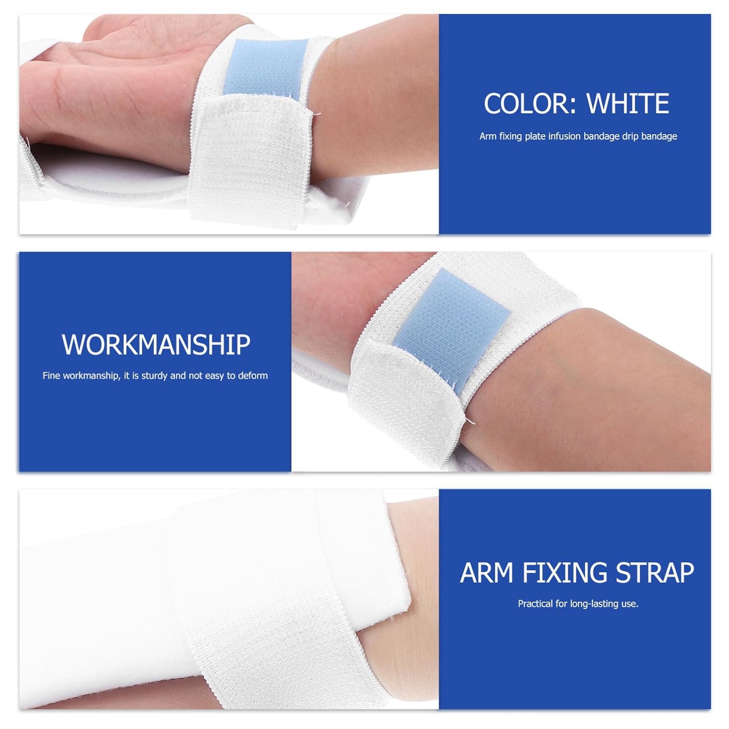Adjustable White Infusion Fixing Band Armboard with Anti-Running Strap Portable Arm Fixator Infusion Band for Patient Use