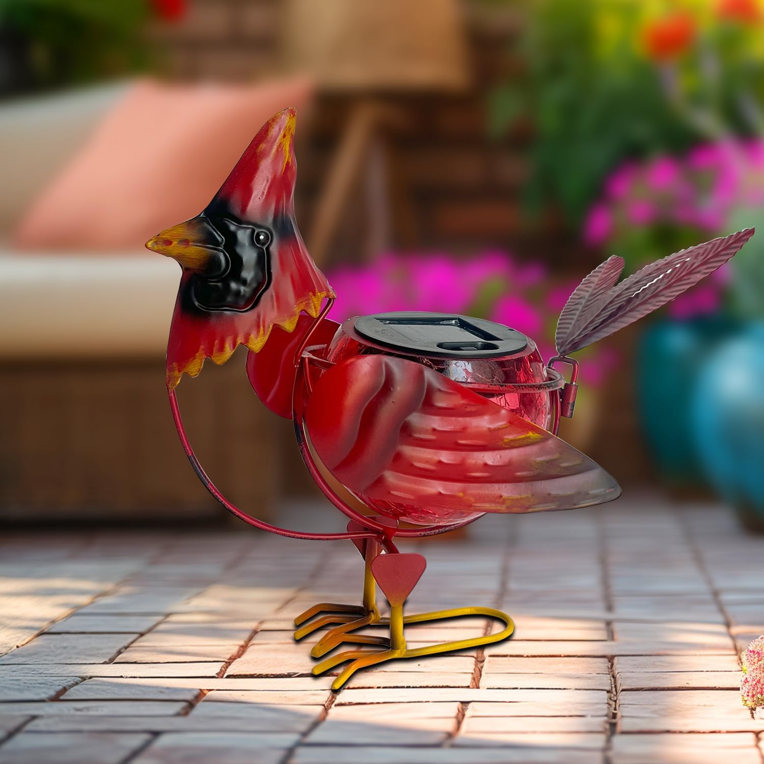 HONGLAND Cardinal Solar Garden Lights Outdoor Decor, Red Bird Figurine Garden Statue Cute Decorations for Pathway Yard Art Lawn Ornaments Mom Grandma Women