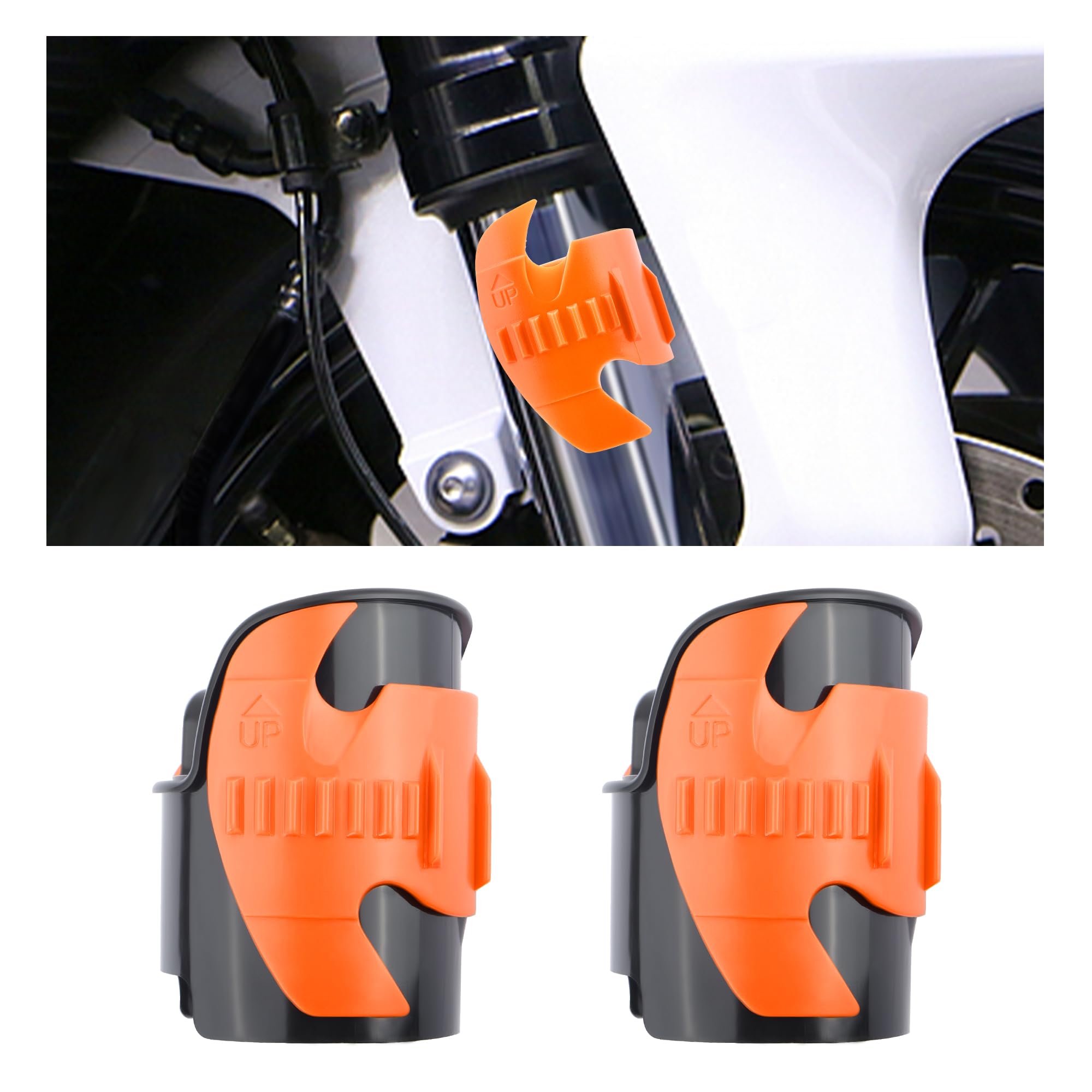 2PCS Motorcycle Fork Seal Cleaner,Front Shock Absorbers Clean Tool Keeps Fork Oil Seals Tidy,Universal Exterior Car Accessories Fits All 45-55mm Motorcycle Front Fork Seals (Orange)
