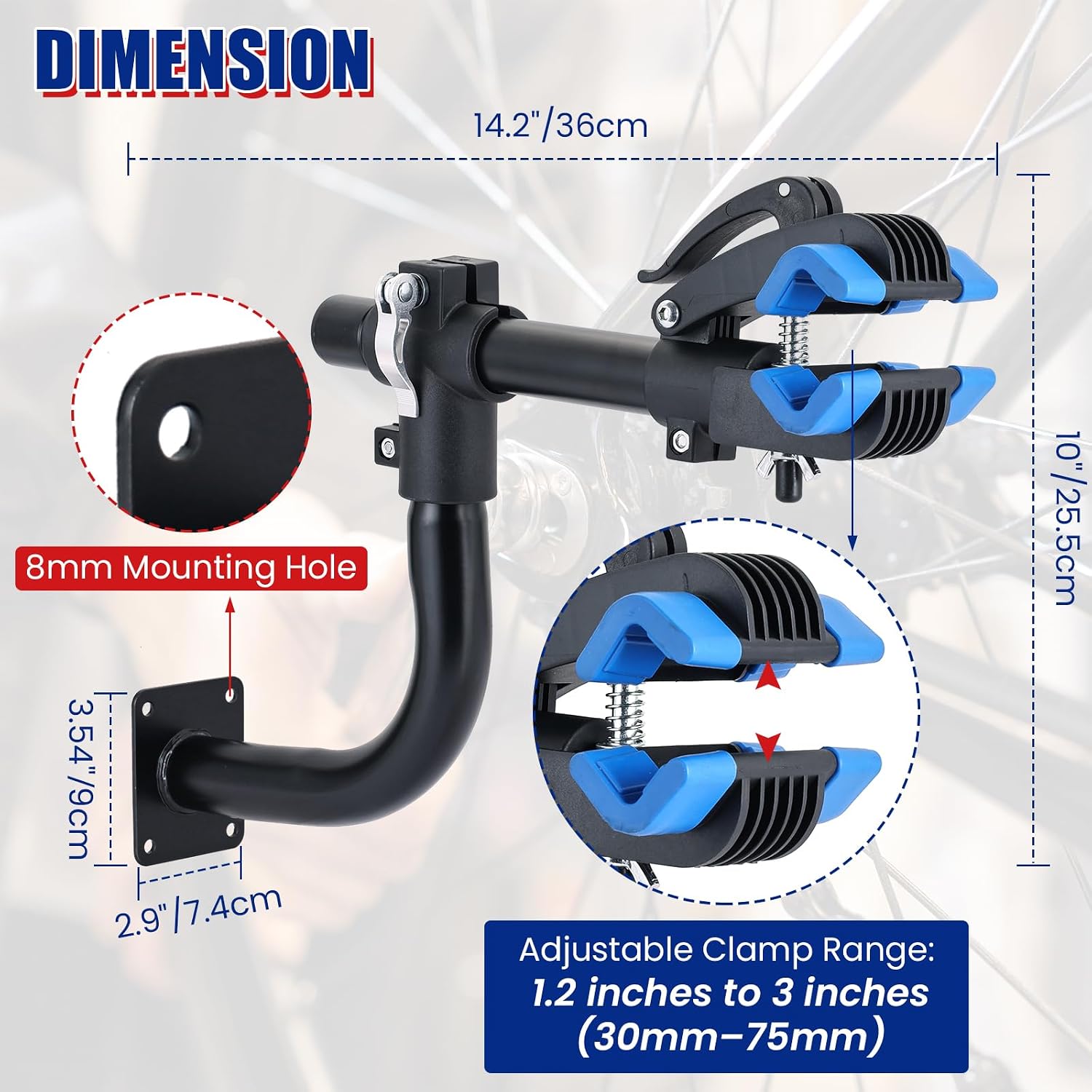 NYXOVA Bent Bike Repair Stand, Adjustable Bench Mount Bicycle Maintenance Rack for Road and Mountain Bikes, Home Bike Workstand with Clamp image 2