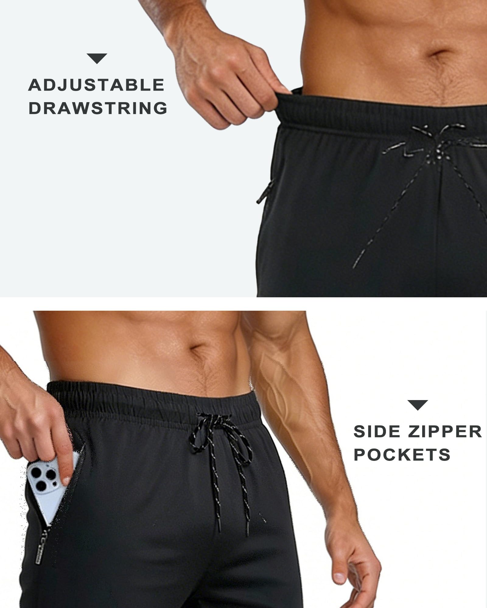 Pantalones deportivos para hombre con bolsillos con cremallera, pantalones deportivos de secado rápido para correr, entrenar, senderismo — view 5