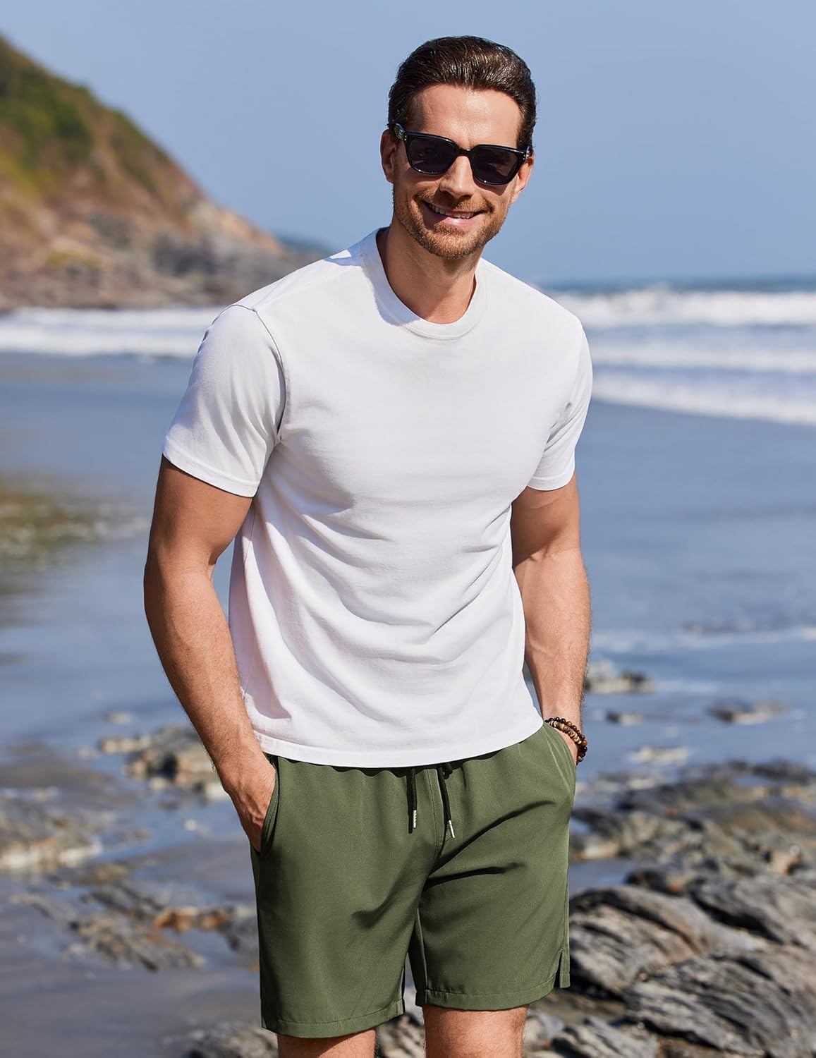 COOFANDY Mens Swim Trunks with Compression Liner Quick Dry 7 Inch Bathing Suit Beach Short with Zipper Pockets - Image 3