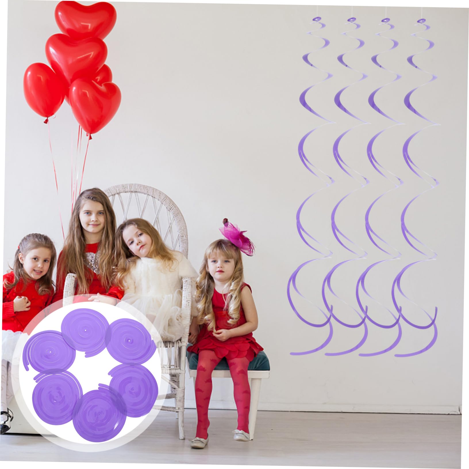 Ciieeo 6pcs Spiral Ornaments Decorations for Party Hanging Decorations Party Theme Decorations Swirl Hanging Wedding Decor Kit Party Supplies Plastic Rose Gold Purple Curling to Rotate