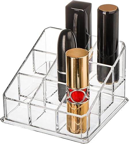 Miniatura 3 de Foraineam Paquete de 6 organizadores de lápiz labial, 9 espacios transparentes, contenedor de almacenamiento de lápiz labial, pequeños estuches de