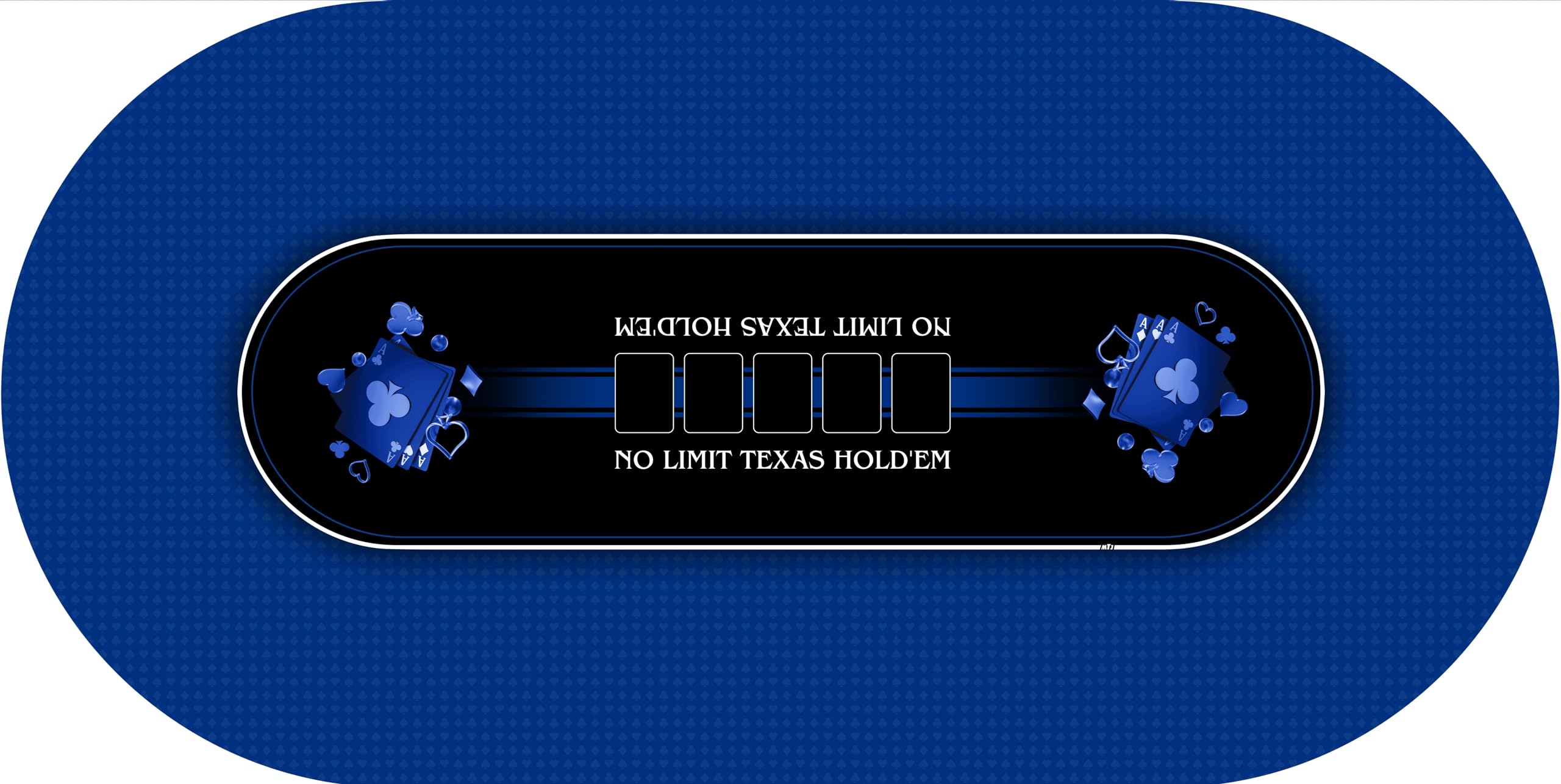 MTJ® Tapis de Poker Texas Holdem Prestige -Surface en Jersey - Antidérapant - Fabriqué en France (Bleu, Ovale Place Libre 180x90 cm)