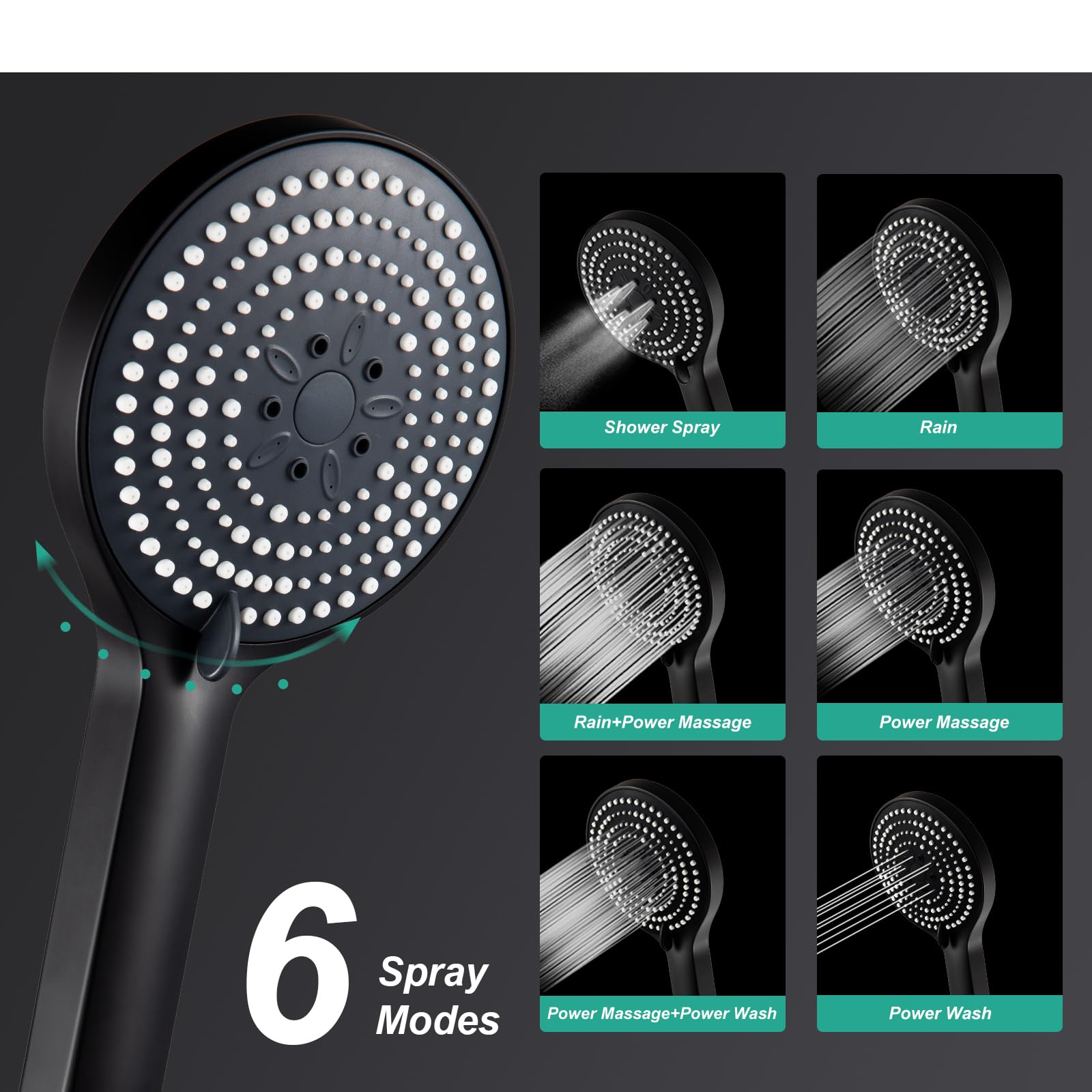 OFFO Shower Riser Rail Kit, Rainfall Shower Kit with 10"(25cm) Shower Head, Handheld and 1.6m Hose Set for Bathroom No Mixer - Image 4