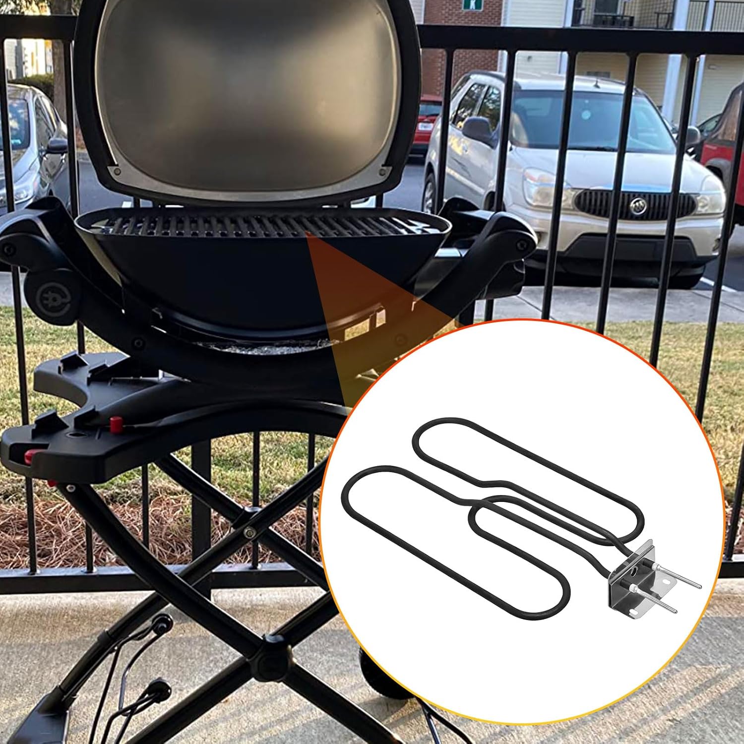 JOJOCY Grill Heating Element for Weber 80342 80343 65620 Q140 Q1400, 120V 1500W BBQ Grill Heating Element Replacement Part Electric Grill Heating Element