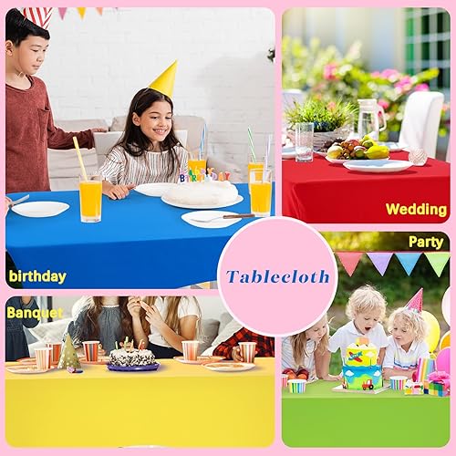 Miniatura 6 de Preboun Mantel rectangular ajustable de elastano de 6 pies, 6 piezas, lavable y resistente a las arrugas, manteles de elastano de 6 pies para