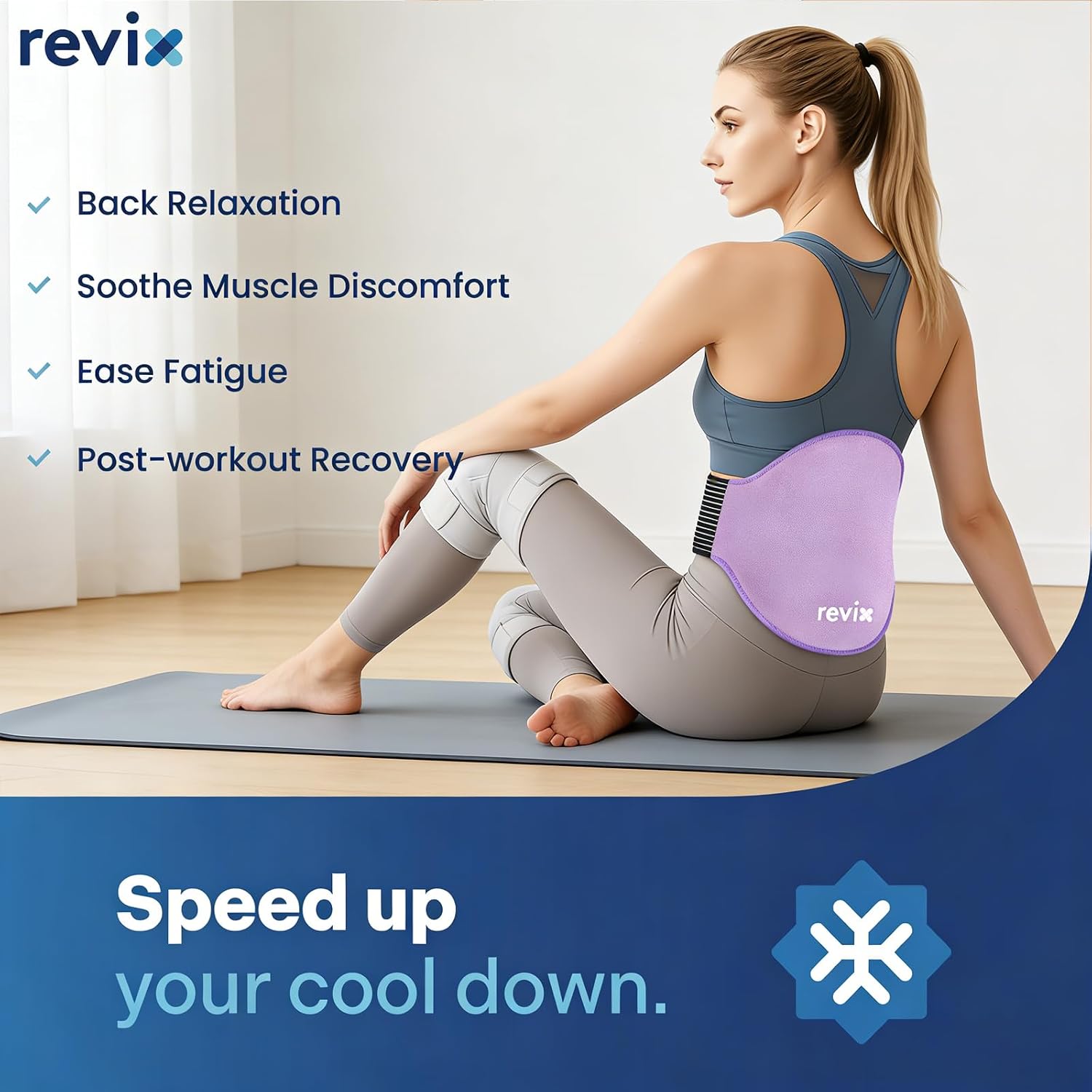 REVIX Extra Large Ice Pack for Back, 2 Packs, Reusable Gel Ice Pack Wrap for Lower Back, 13.4” x 11”, Cold Compress Therapy for Waist, Lumbar Discomfort Relief, Muscle Relaxation, Purple