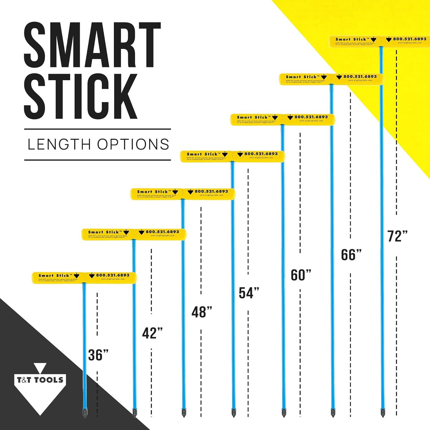 T&T Tools Smart Stick Metal Soil Probe - T-Handle Probing Rod, Steel Rods, 48-Inch Long Metal Rod w/ 3/8" Hex Rod, Locating Tools, Plumbing Tools, Landscaping and Gardening Tools