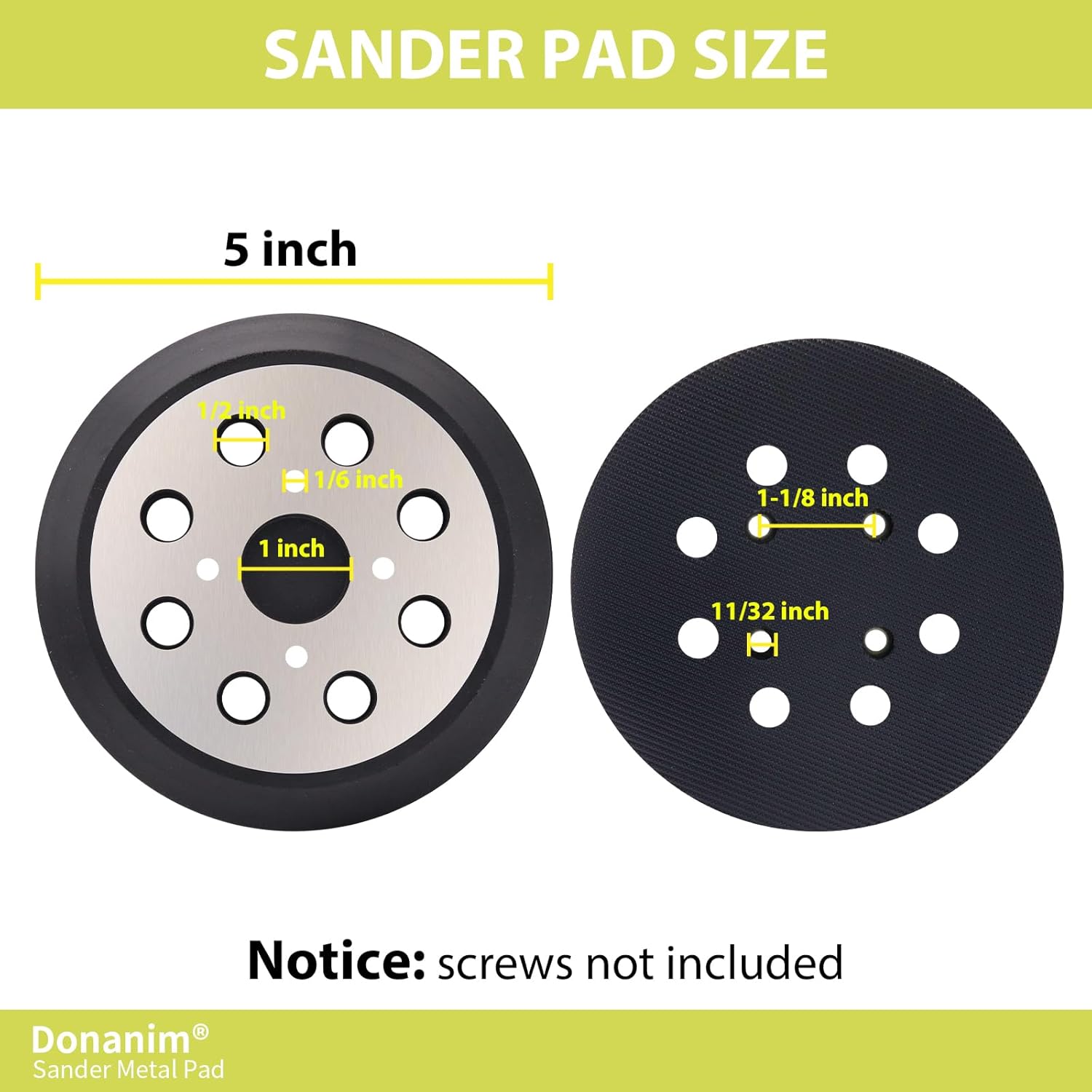 5 Inch 8 Hole Hook and Loop Replacement Metal Sander Pad Compatible with Ryobi 300527002 975241002 974484001, Sander Backing Pad for RS290 RS280 RS280VS RS281 RS281VS P410 P411 Random Orbital Sander