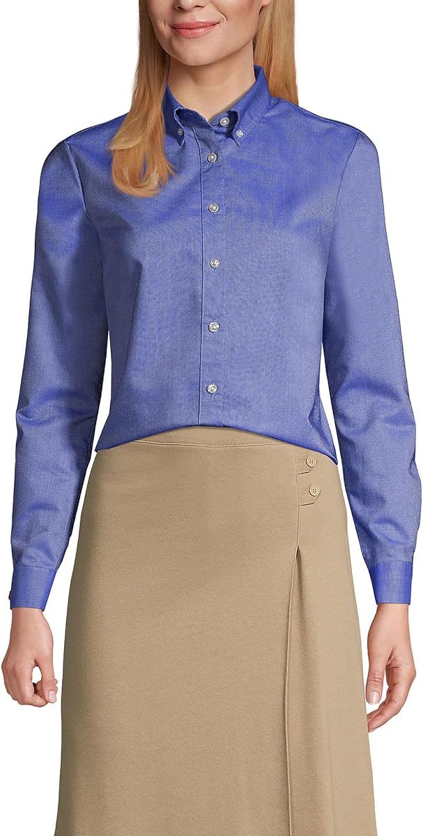 Women's Long Sleeve Oxford Dress Shirt 6 French Blue