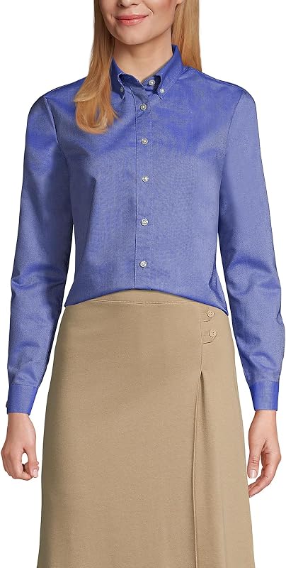 Women's Long Sleeve Oxford Dress Shirt 6 French Blue
