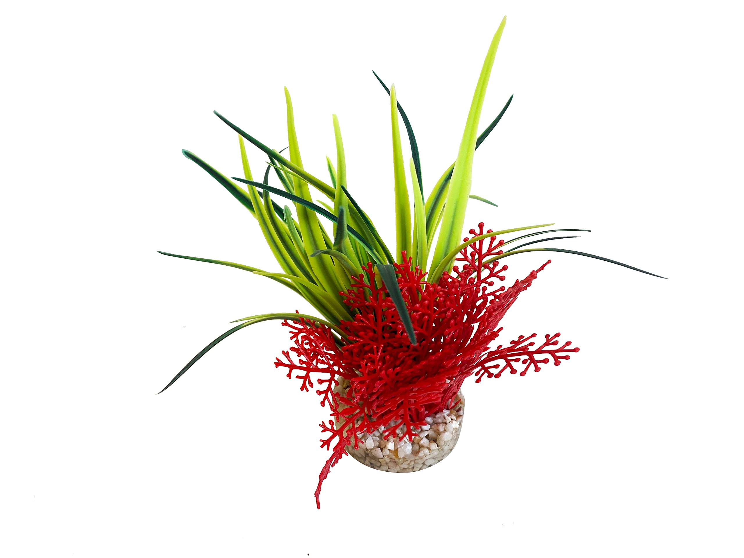 Tyrol - Plante d'Aquarium Artificielle - Décoration pour Aquarium - Plante en Plastique sur Socle - Corail et Plante d'Intérieur - Ancrage Facile au Fond - Fabriquée en France