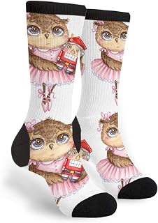 351 Women Mens Socks Owl Ballet Santa Claus Crew Sports Socks Comfortable Calf Crew Socks Anti Blister Crew Socks For Walking Running Outdoor