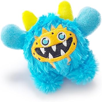 Plush Squeaky Dog Toy Ball, Chew Guard, Soft and Comfortable, Training and Companionship, Little Monster Puppy Toys Suitable for All Breeds, Blue, Small