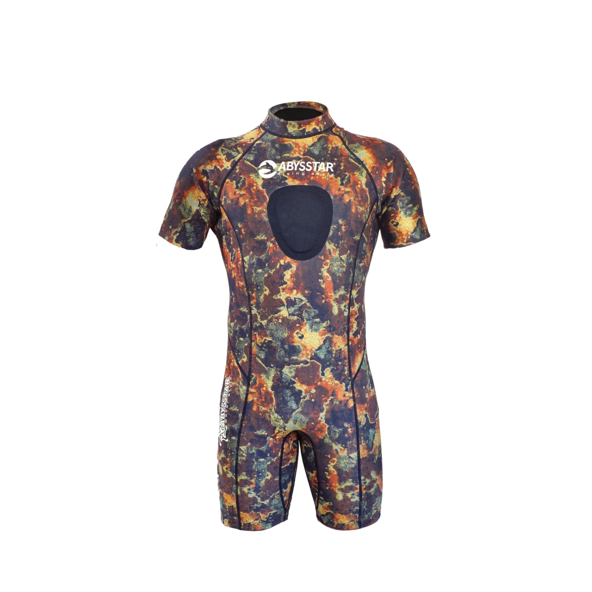 ABYSSTAR - Muta Shorty in Neoprene bifoderato 2,5 mm - Sea Spring Man Camouflage - con Pad Protettivo - Pesca Subacquea