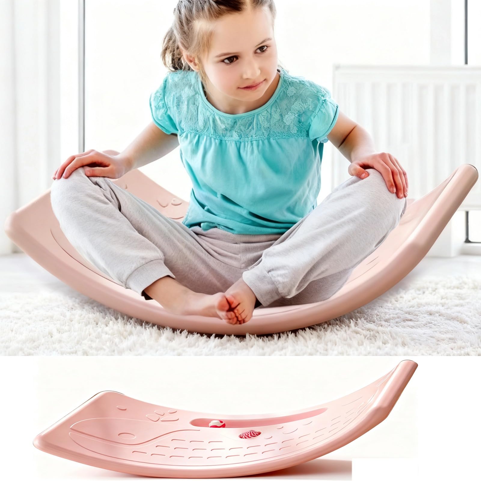 Planche Oscillante, 50 Kg / 110,2 Lb en Bois Wobble équilibre Tableau d'Enfants pour Enfants Banc D’équilibre en Bois Banc ’ pour Tout-petit ’ de Jouet Exercice Anniversaire Intérieur