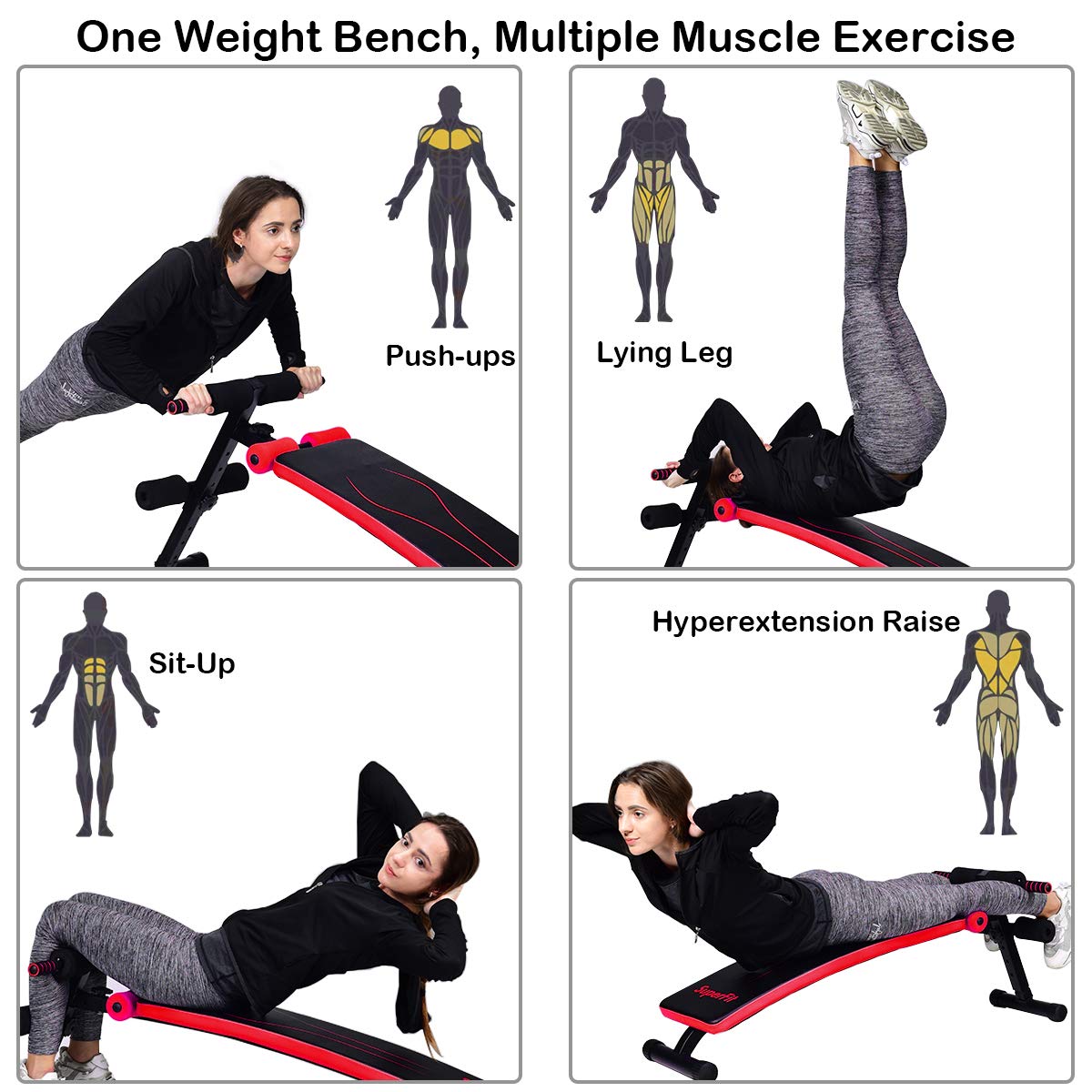 KOMFOTTEU Sit-Up, panca regolabile, panca inclinata, panca fitness con telaio in metallo fino a 200 kg, allenamento completo per palestra, casa