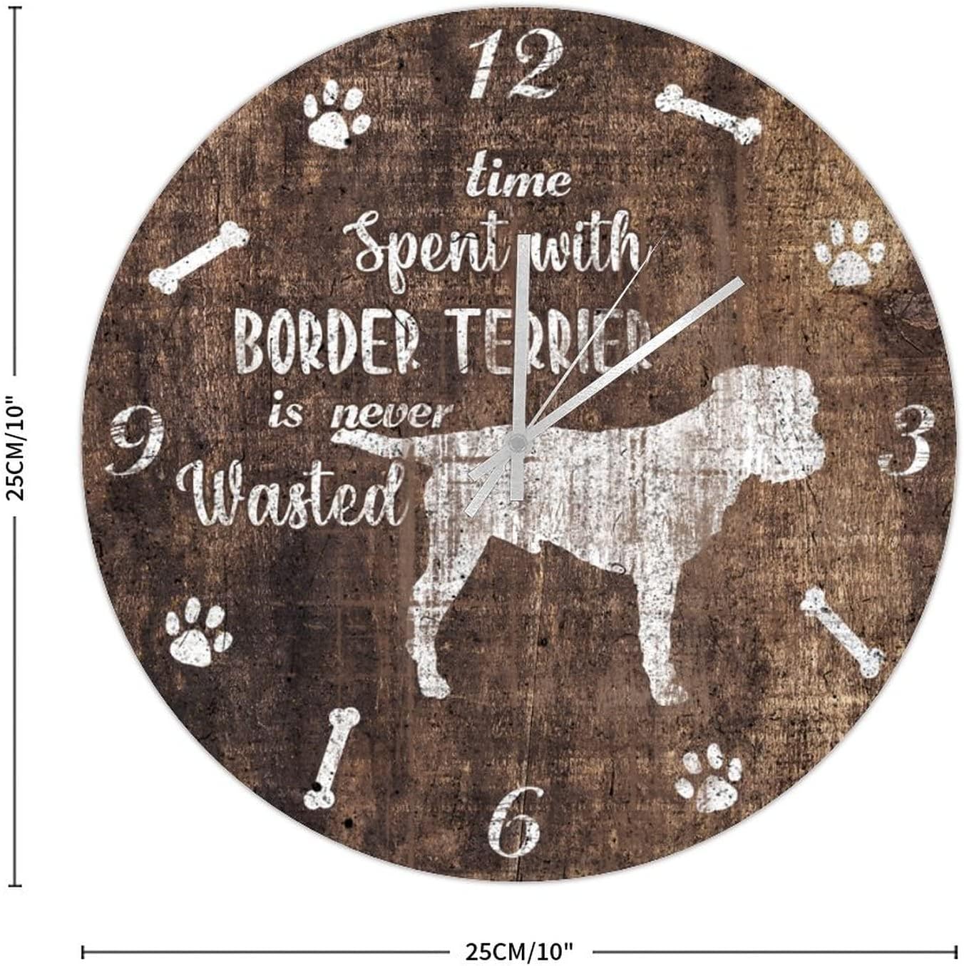 Funny Dog Motto Hanging Clock 10in Dog Silhouette Wooden Clock Quartz Analog Quiet Arts and Crafts Graduation Gift Old World Look Decor for Mantel Master Room Shop Garage