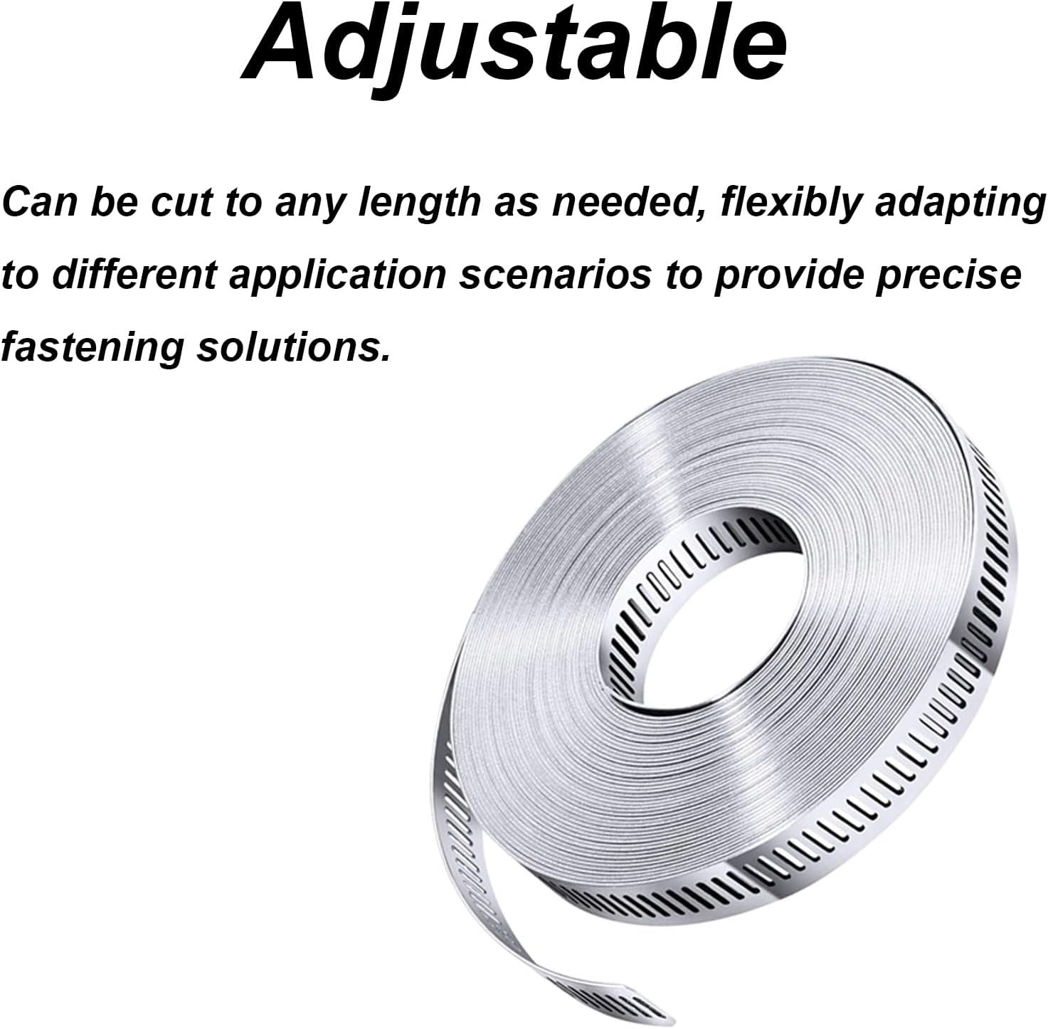 30 FT Stainless Steel Hose Clamp System Kit, DIY Cut-to-Fit Strap and 9 Fasteners, Heavy Duty for Air Duct, Dryer Vent and Marine