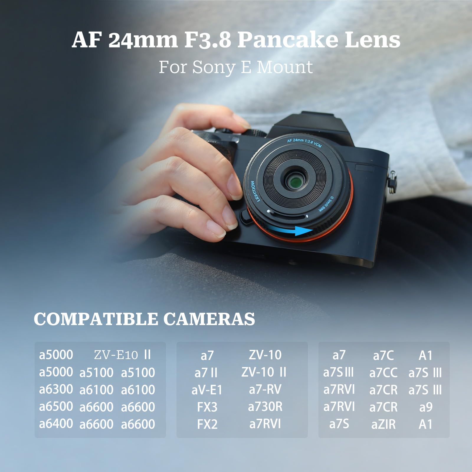 Lightdow 24 mm F3.8 pełnoklatkowy obiektyw z autofokusem do montażu Sony E, kompaktowy obiektyw Prime kompatybilny z A7IV, A7III, A7C, A6700, A6600, ZV-E10 i innymi