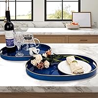 Vista 84 de MAONAME Bandeja de servir azul real con asas, bandeja decorativa rectangular, bandejas modernas para mesa de café, bandejas otomanas de plástico