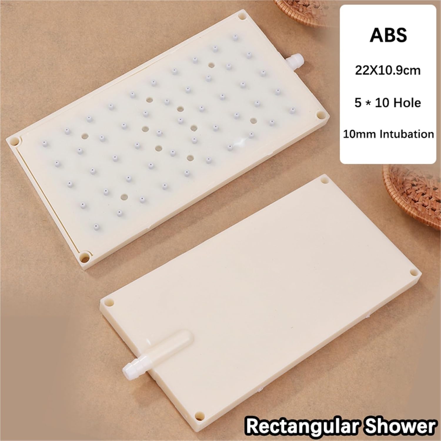 1Pc 22X10.9cm ABS Rectangular Shower 10mm Intubation Type Interface Head 5 * 10 Hole Top Spray Accessories