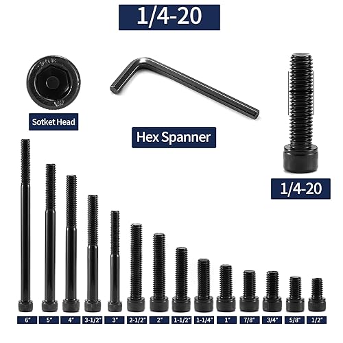 Miniatura 10 de Tornillos de cabeza de enchufe de 38-16 x 3-12 pulgadas, 20 piezas de acero inoxidable 304 18-8, unidad hexagonal de enchufe Allen, parcialmente