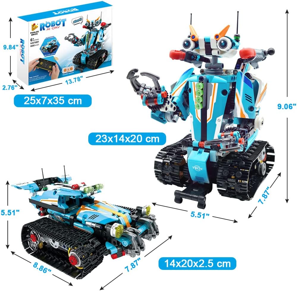 Zivmin Remote Control Robot Building Kit, 2-in-1 STEM Building Blocks Robot Toys Set Remote Control Engineering Science Educational Building Toys Kits for 8 9 10 11 12+ Boys and Girls Gift 701 PCS