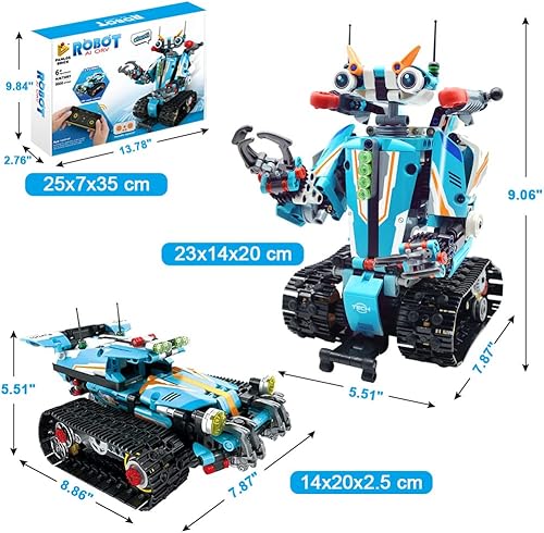 Miniatura 6 de Zivmin Kit de construcción de robot a control remoto, 2 en 1, bloques de construcción STEM, juego de juguetes de robot de control remoto,