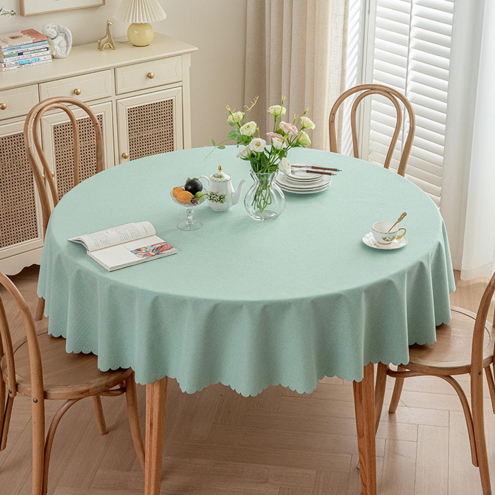 Nappe en coton et lin haut de gamme 200cm étanche aspect naturel pour décoration
