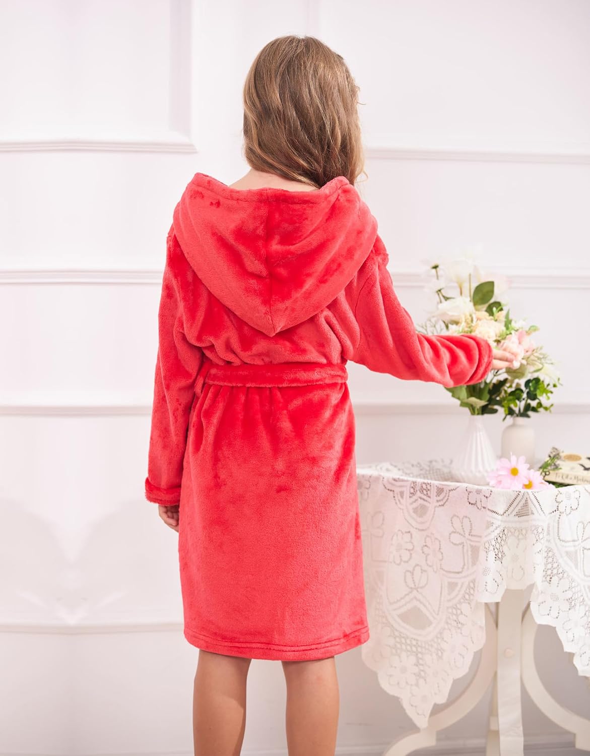 Kids Boys Girls Flannel Bathrobes Soft Hooded Robes