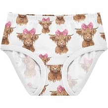 Wusikd Scottish Highland Cow Pink Bow Girls' Underwear Cotton Girls Briefs Soft Toddler Underwear 2T