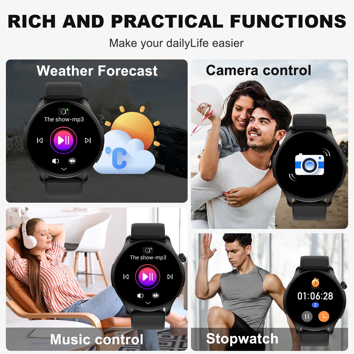 Smart Watch for Men Women Fitness: Waterproof Make Answer Call Digital Mens Watches Running Step Tracker Smartwatch Android Phone iPhone Samsung Compatible Pedometer SpO2 Sleep Heart Rate Monitor