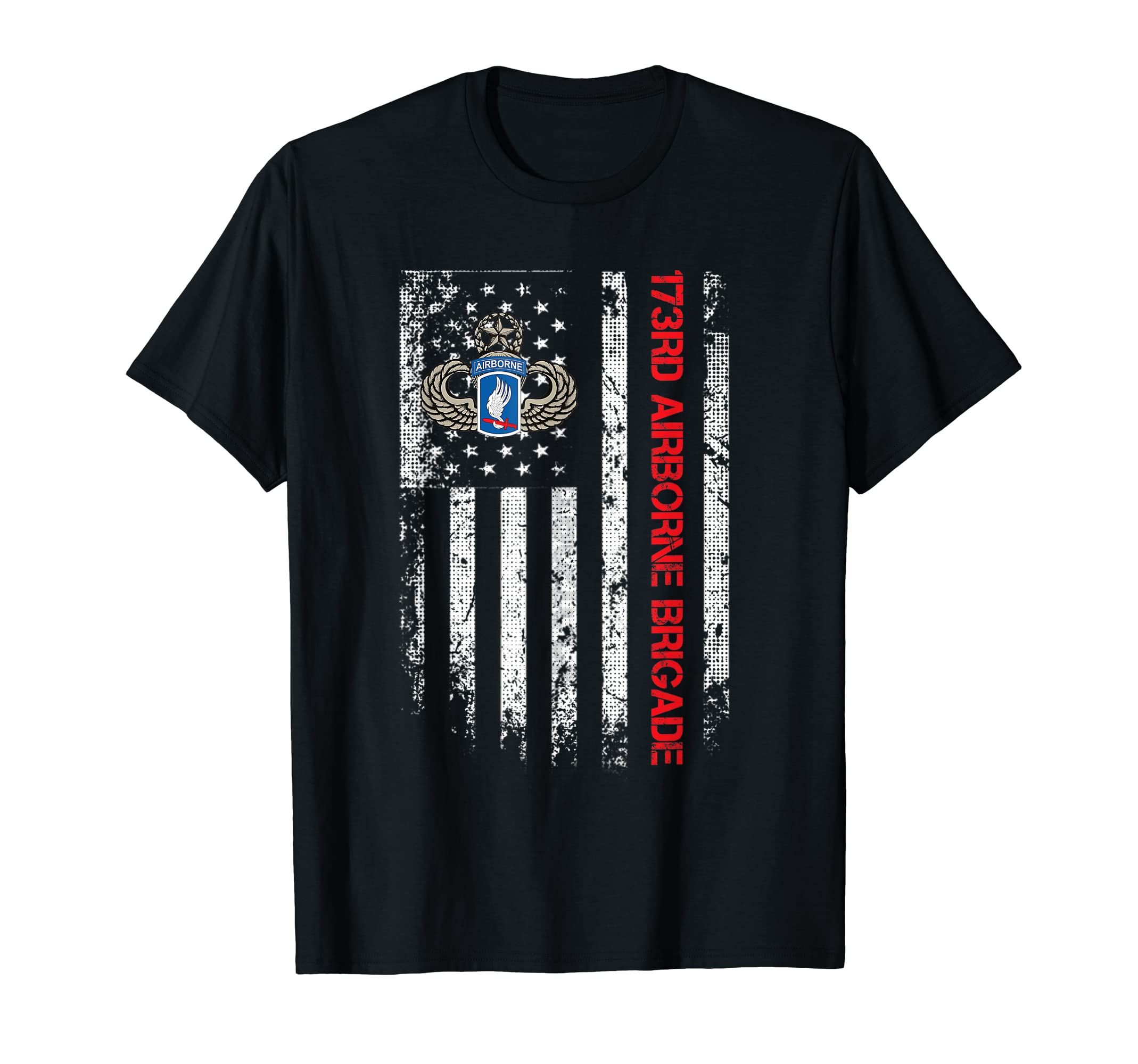 173rd Airborne Brigade American Flag Retro Veterans Day Gift T-Shirt