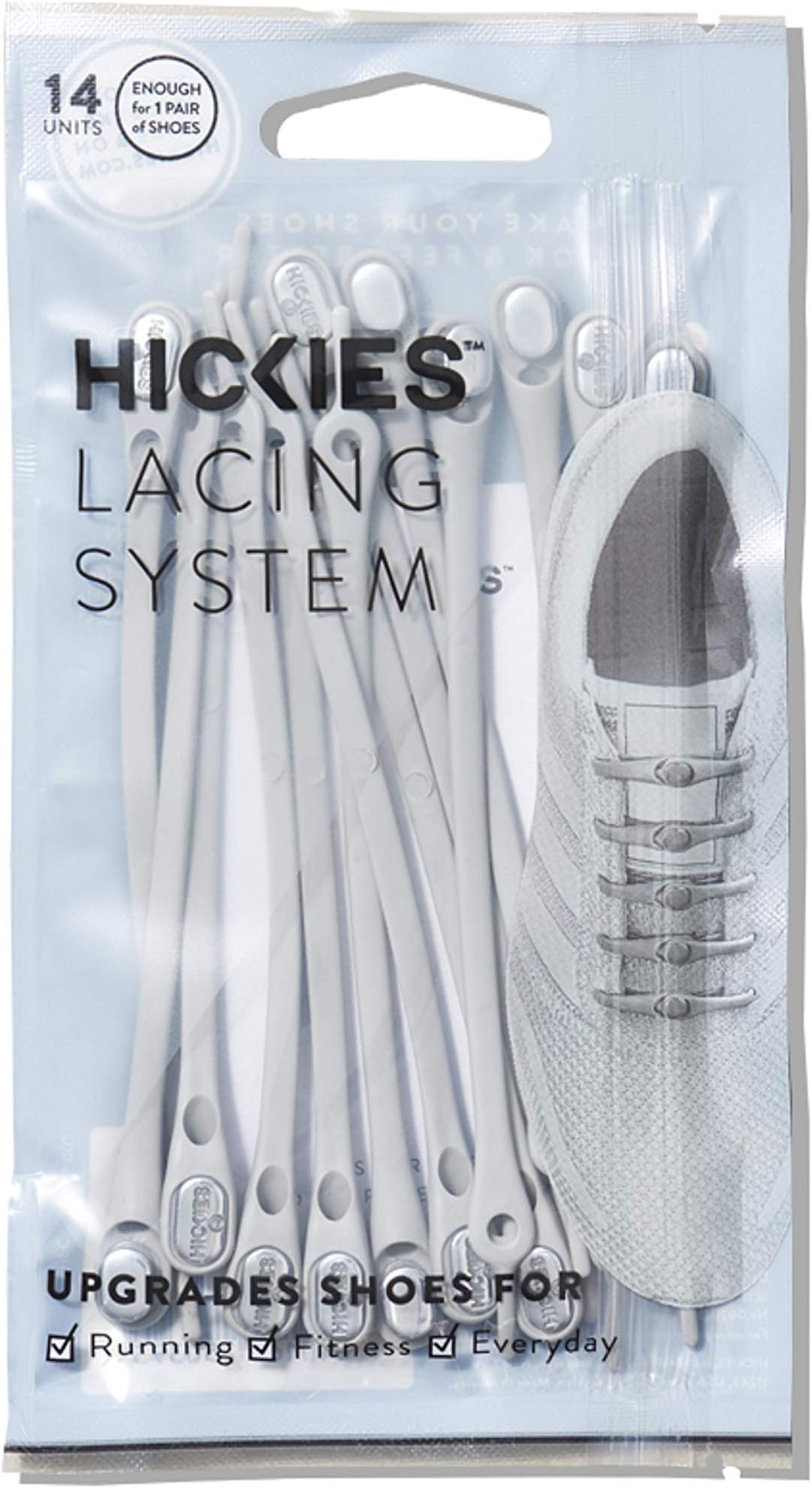 HICKIES New 2.0 One-Size Fits All No-Tie Elastic Laces - Silver (14 Shoelaces, Works in All Shoes)