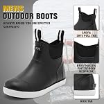 Homtechly Rain Boots for Men Waterproof Deck Boots Anti-Slip Rubber Boots Ankle Boots Mid Calf Durable Outdoor Work Shoes Garden Boots Slip On Mud Boots for Fishing,Boating and Camping Sailing