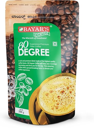 Bayar's Coffee 80 Degree Filter Coffee Powder 200g | Bold South Indian Blend with 80% Coffee &amp; 20% Chicory |Strong Decocti...