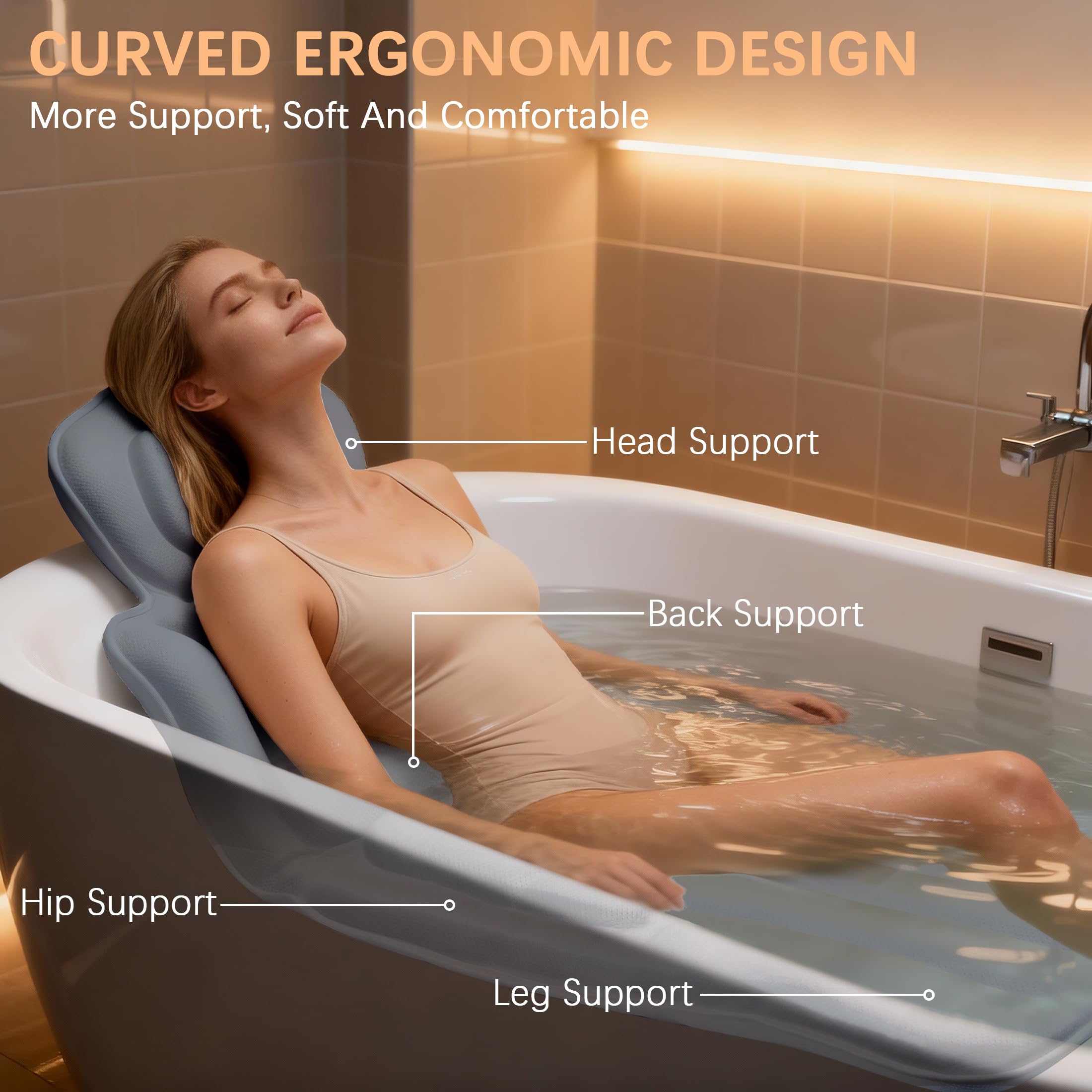 Bath Pillow for Bathtub with Suction Cups